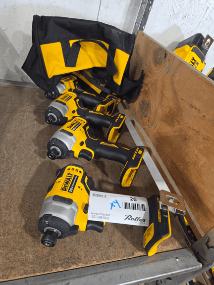 (4) Dewalt DCF809 20V Cordless Impact Drivers With Bag