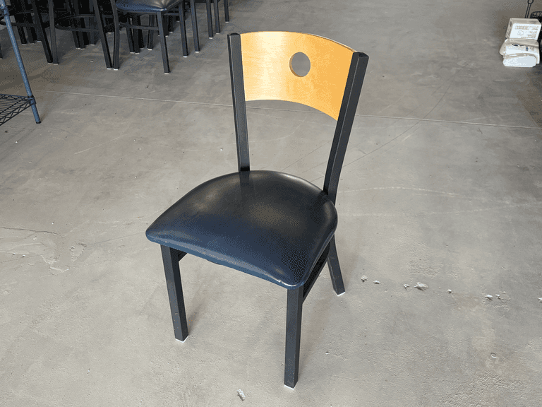 (18) Metal Frame Wood Back Dining Chairs with Vinyl Seats