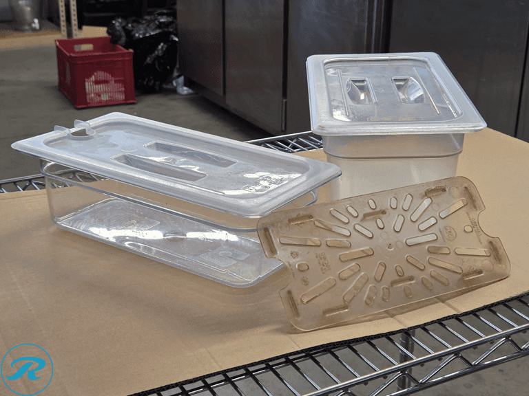 Assorted Plastic Food Pans and Lids
