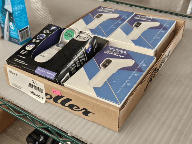 (3) Xepa Infrared Thermometers and (1) Braun NTF 3000 No Touch Forehead Thermometer