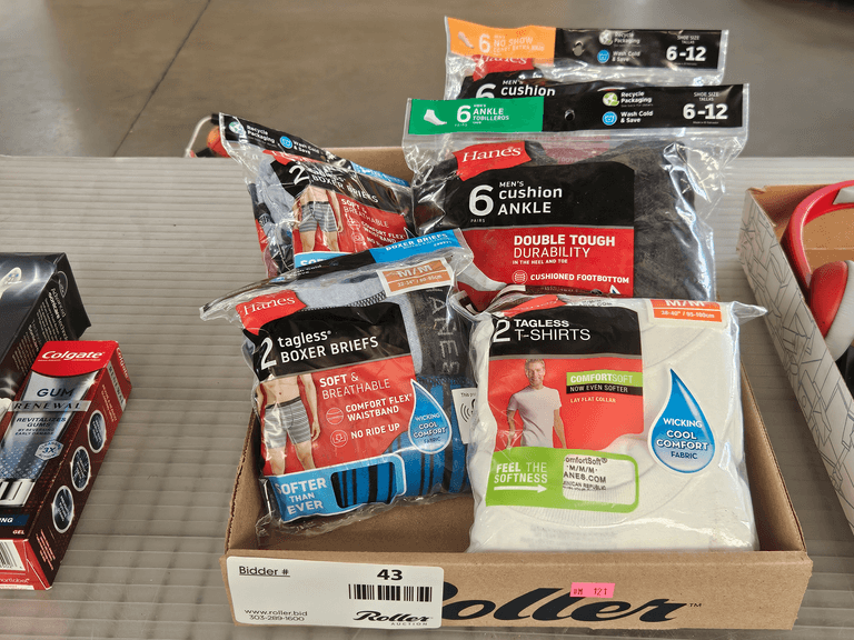 Hanes Tagless Boxer Briefs, Tagless T-Shirts and Cushion Ankle Socks - Roller Auctions