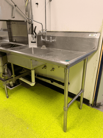 Regency 600DDT48 RT and 600CDT24 LFT Stainless Steel Dish Table and Sink, (Dishwasher Not Included)