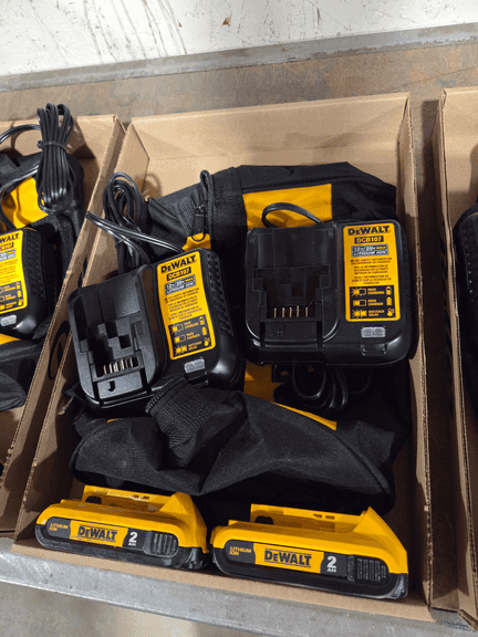 (2) Dewalt DCB107 Battery Chargers With (2) 2Ah Lithium-Ion Batteries