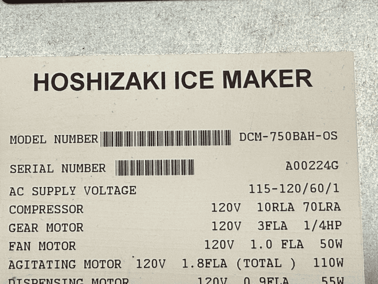 Hoshizaki DCM-750BAH-OS Ice Machine and Water Dispenser - Roller