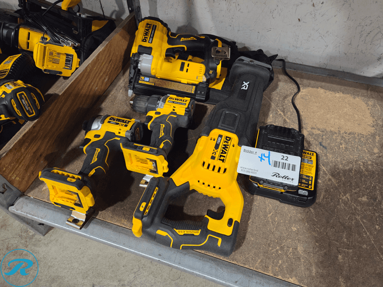 (4) Dewalt 20V Cordless Power Tools with Charger and Battery