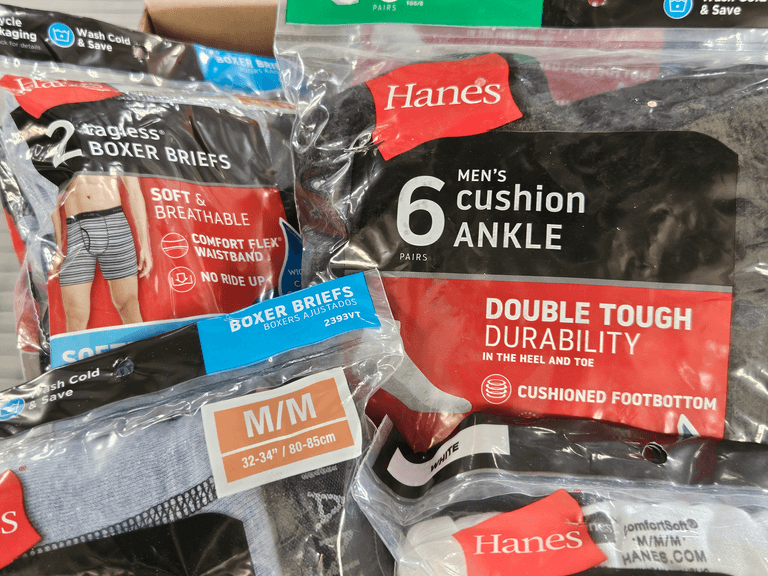 Hanes Tagless Boxer Briefs, Tagless T-Shirts and Cushion Ankle Socks - Roller Auctions