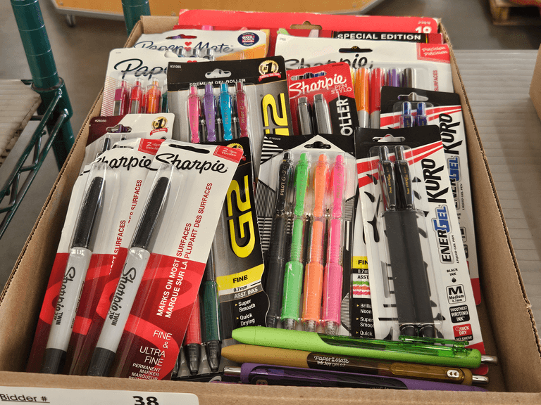 Tray of Sharpie, Pilot G2, Pentel EnerGel, Paper Mate Pens and Markers - Roller Auctions