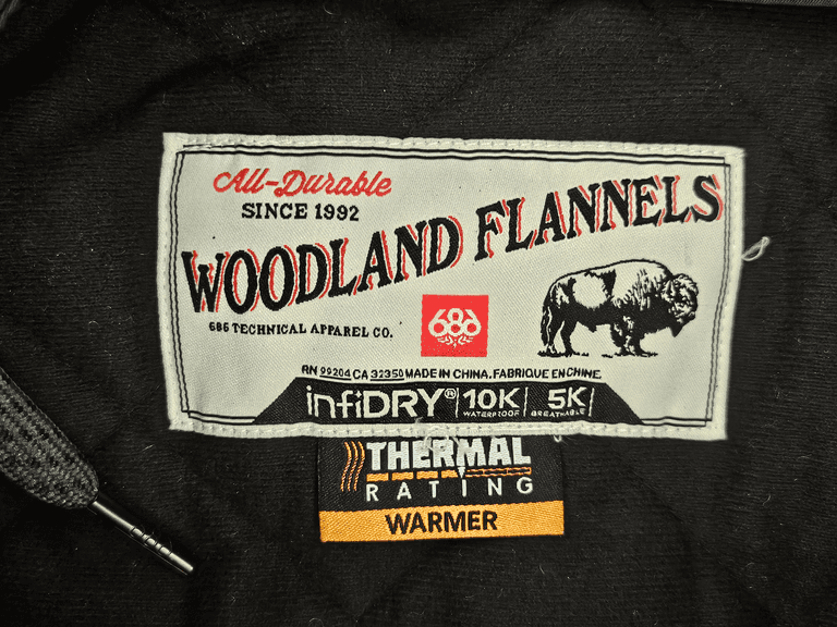 686 Woodland Flannels Technical Jacket With Hood, infiDRY 10K/5K, Warmer Thermal - Roller Auctions