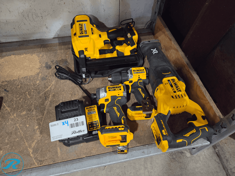 (4) Dewalt 20V Cordless Power Tools with Charger and Battery