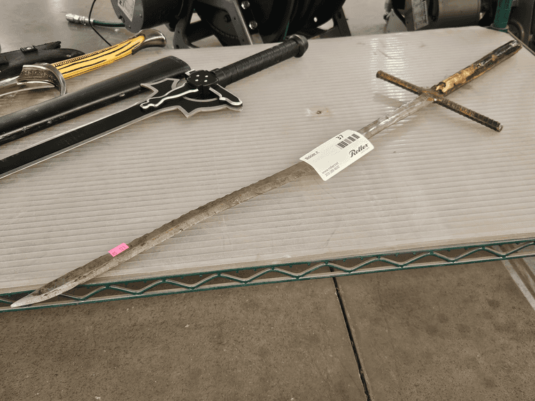 Homemade Large Sword, Metal Blade, Rebar Crossguard, Wood Handle