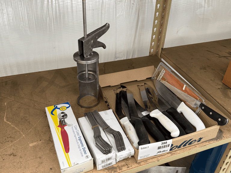 Knives, Forks, Sauce Dispenser and Scoop