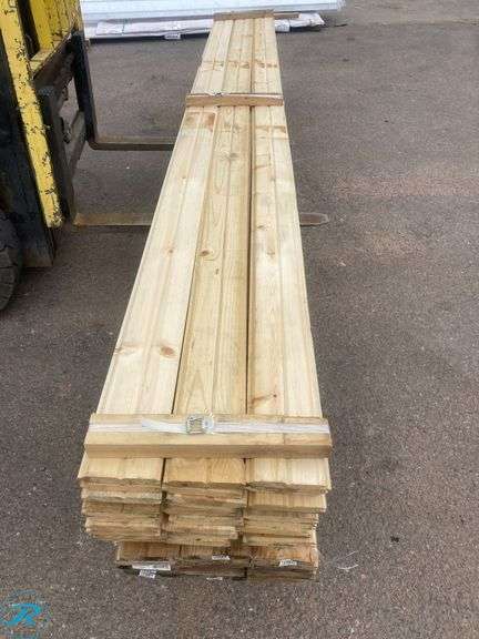 (55) New - 3/4- in x 5 1/2 in x 12 Ft. Unfinshed Brown Pine Wood Tongue and Groove Wall Plank - Roller Auctions