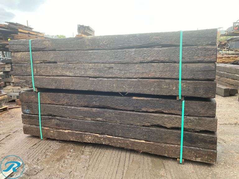 (32) Very Hard To Find Hard Wood Premium Reclaimed Solid Railroad Ties, Hight Quality 9-Ft - Roller Auctions