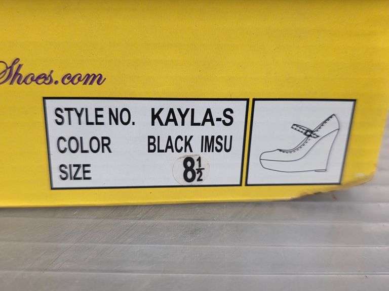 My Delicious Shoes KAYLA-S Black Imitation Suede Wedge Heels, Size 8.5 - Roller Auctions