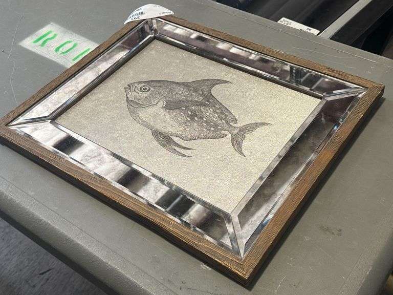 Uttermost Framed Fish Artwork With Mirrored And Wood Frame, 19” x 16”