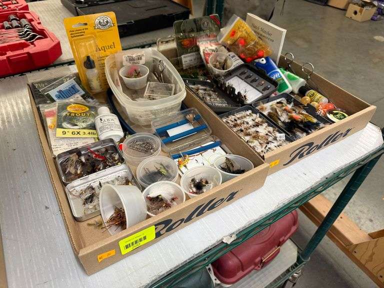 Assorted Fly Fishing Tackle, Fly Boxes, Leaders, Floatant, Accessories