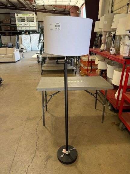 Black Floor Lamp With White Drum Shade