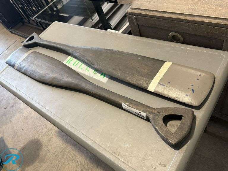 (2) Wood Oar Paddles, 47”