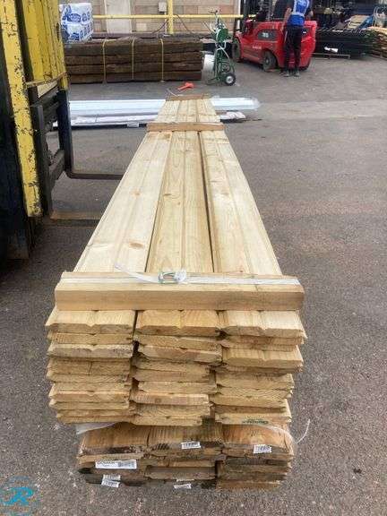(55) New - 3/4- in x 5 1/2 in x 12 Ft. Unfinshed Brown Pine Wood Tongue and Groove Wall Plank - Roller Auctions