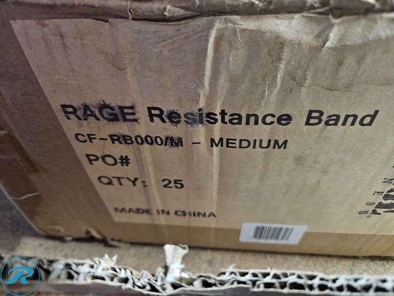 Shelf of New Fitness Equipment: Resistance Bands, Speed Ropes, 35lb Slam Balls, 12" Steel Plyo Box - Roller Auctions