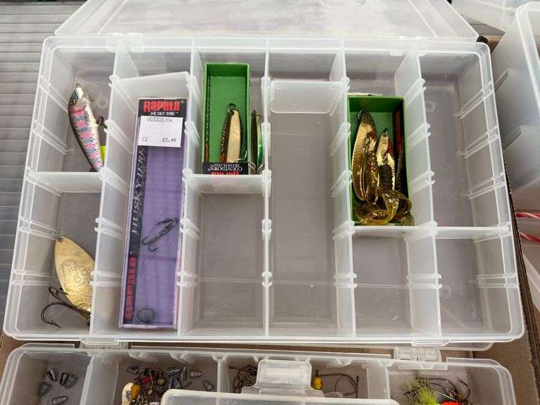 Fishing Tackle Boxes with Assorted Lures, Hooks, Weights, Accessories, and Tools - Roller Auctions