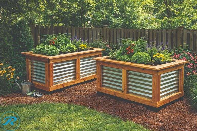 DIY KIT: ASSEMBLY REQUIRED: (2)  2'x5' Raised Garden Bed Kit - Cedar & Corrugated Metal Kit - Ready Now DESCRIPTION: Raised Garden Planters Kit - Rustic Wood & Metal - Built to Last Beautiful set of raised garden planters combining solid wood framing with corrugated metal panels for a clean, modern-rustic look. ✔ Strong wood structure with metal panels ✔ Raised height - comfortable and practical ✔ Great for vegetables, herbs, or flowers ✔ Durable, weather-resistant design Built in Colorado