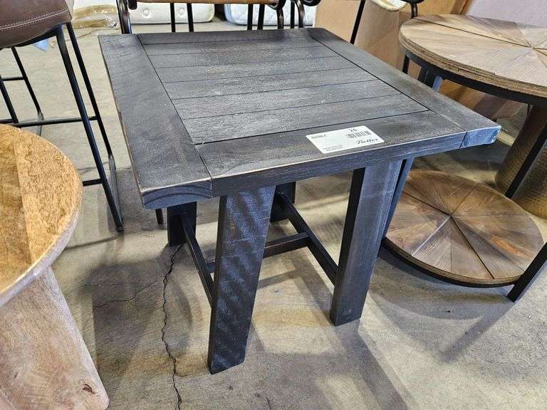 Black Wood Square End Table, 23” x 22”