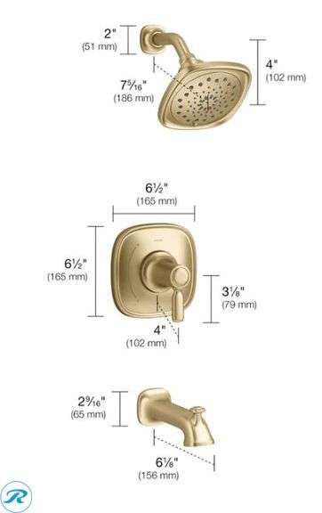 Kohler Terzet Rite-temp Bath and Shower Trim Set Brass\Gold - Like New/ Open Box/Scratches