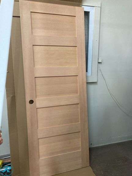 New - Creative Entryways 30-in x 80-in Raw Solid Core 5-panel Reversible/Universal Fir Wood Single Prehung Interior Door - Roller Auctions