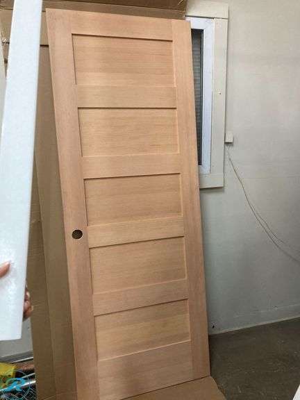 New - Creative Entryways 30-in x 80-in Raw Solid Core 5-panel Reversible/Universal Fir Wood Single Prehung Interior Door - Roller Auctions