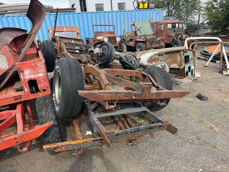 (2) Willys Jeep CJ5 Frame, Axles, and Suspension Assemblies - Roller Auctions