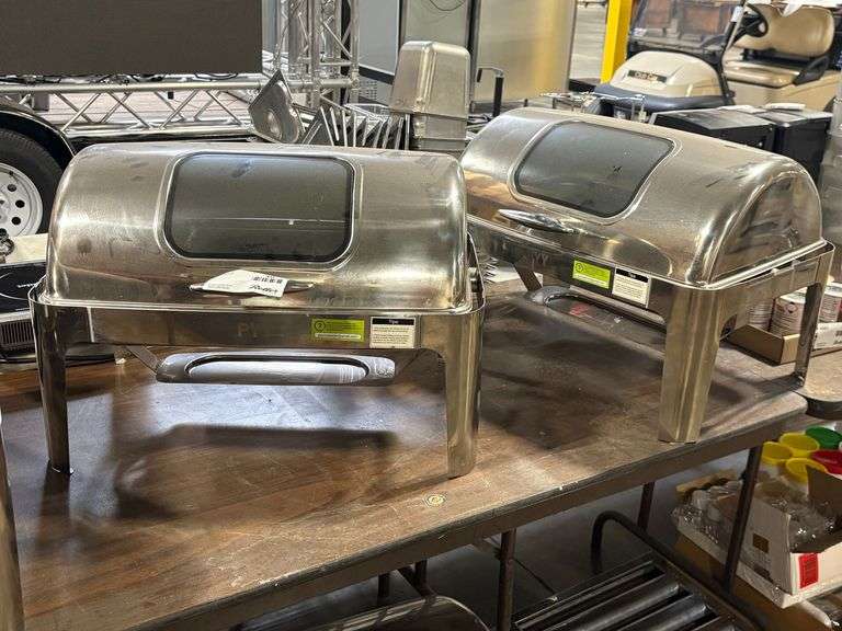 (2) PYY Roll Top Chafing Dishes with Inserts and Fuel Holders