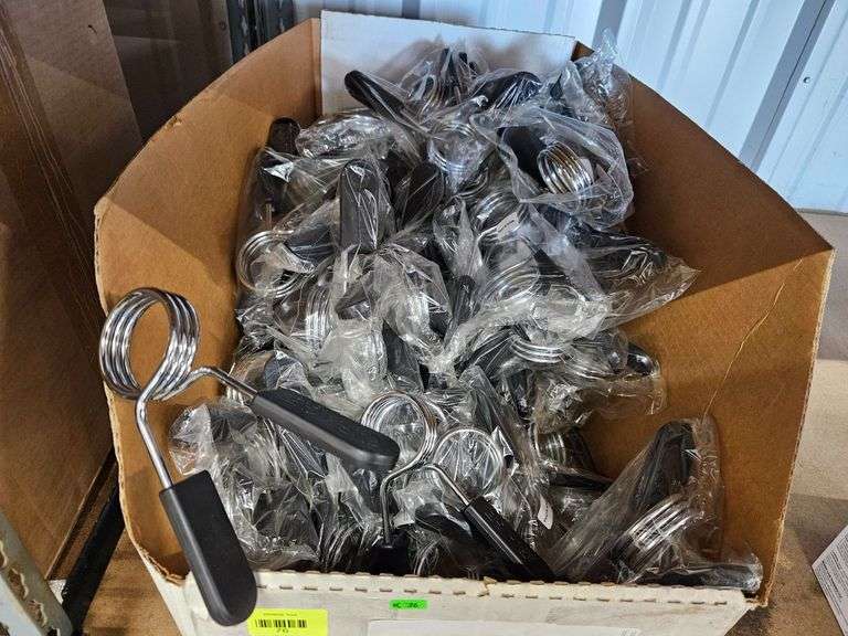 Box of New Barbell Weight Clips - Roller Auctions