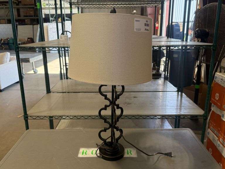 Decorative Metal Table Lamp With Fabric Shade