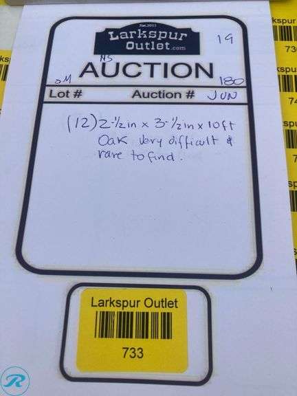 (12) 1 1/2-in x 3 1/2 in x 10-ft Oak. Very Difficult and rare to find it - Roller Auctions