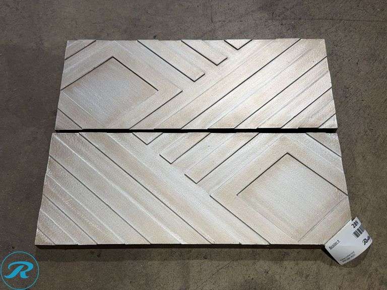 (2) Chevron Pattern Wood Wall Panels, 23” x 9”
