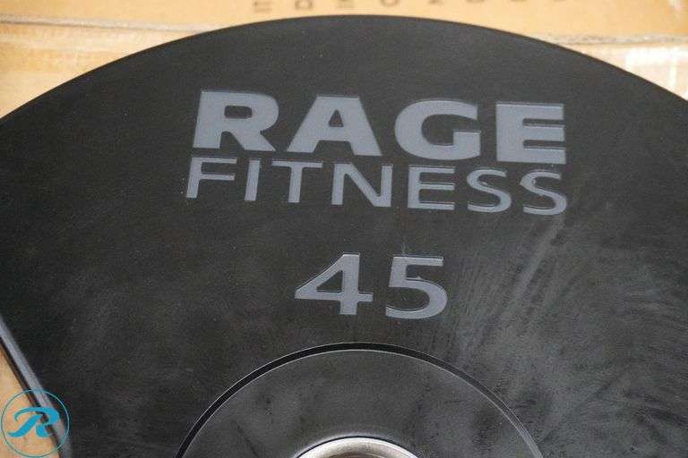 (2) Rage Fitness 45 LB Olympic Grip Plate Weights - Roller Auctions