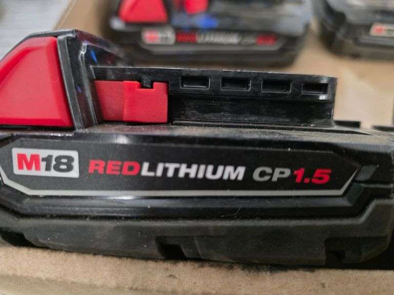 (8) Milwaukee M18 Red Lithium CP1.5, CP2.0 Battery Packs - Roller Auctions