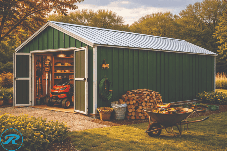 DIY 12'x24' Storage Shed - Huge Space - Wood Frame & Metal Siding - Heavy Duty - Ready Now. Plenty of space for toold, equipments and storage… (and yes… big enough to live in if you are in trouble) - Green (MSRP $5950)