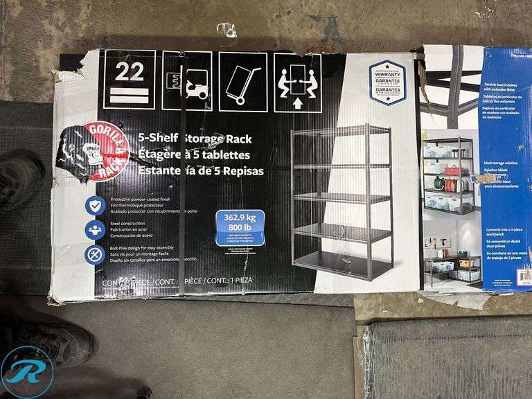 Gorilla Rack Z-Beam 5-shelf Steel Storage Rack, 48“ x 24“ x 72" - Like New/Opened/Wood Cracked/Chipped - Roller Auctions