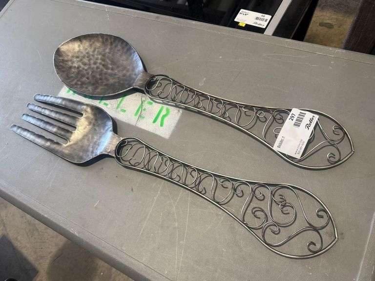 (2) Metal Wall Decor Spoon And Fork Set