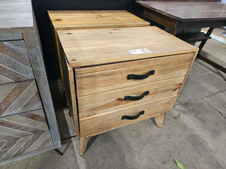 (2) Wood Three-Drawer Chests With Black Metal Handles, 27"x16" (Damage)