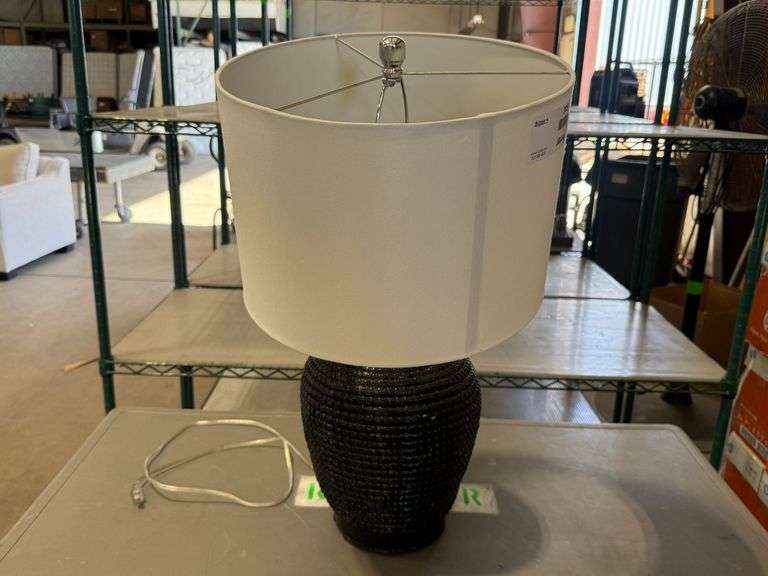 Black Woven Table Lamp, Damaged