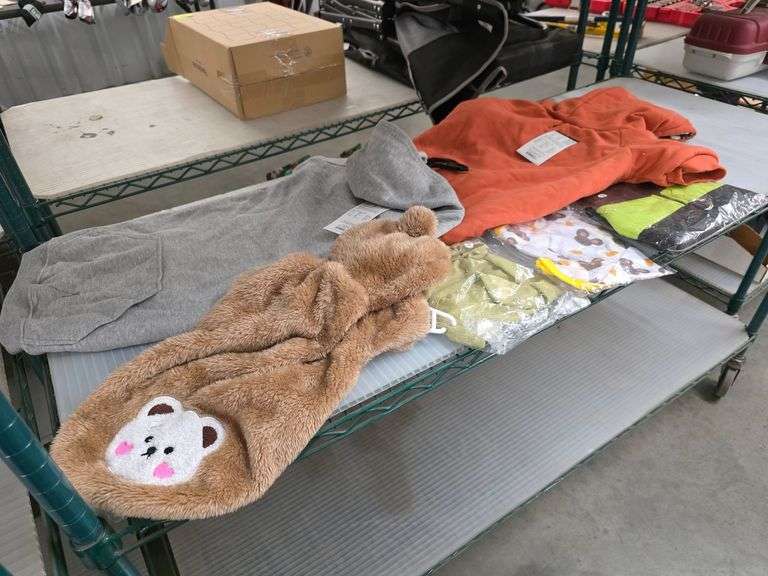 Assorted Dog Apparel, Hoodies, Vests, and Shirts, Various Styles and Materials