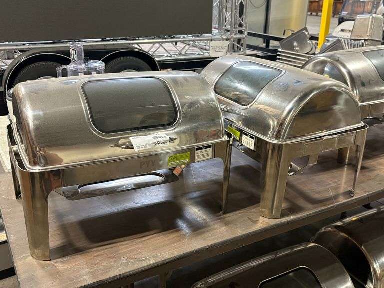 (2) PYY Roll Top Chafing Dishes with Inserts and Fuel Holders