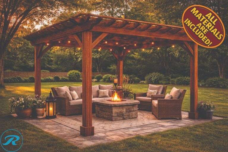 DIY KIT: ASSEMBLY REQUIRED: 12x12 Weather Redwood Pergola – Rustic Look with Heavy-Duty 6x6 Posts - Create Your Dream Backyard DESCRIPTION: Transform your backyard into a warm, inviting outdoor living space with this beautiful 12x12 Weathered Wood Pergola. Built for both strength and style, this pergola features a rustic weathered wood finish that gives it that authentic, high-end look like it’s been part of your property for years. The structure is supported by solid 6x6 heavy-duty posts.