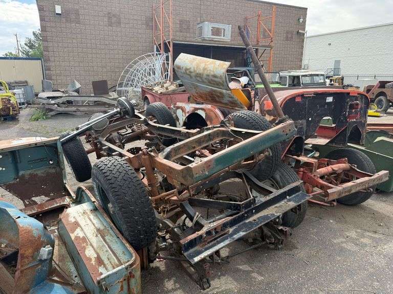 (2) Willys Jeep CJ5 Frame, Axles, and Suspension Assemblies