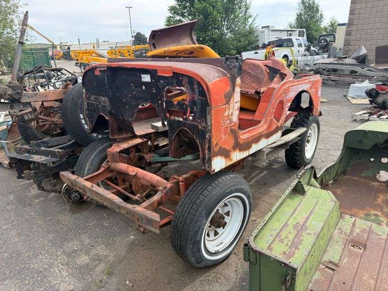 Willys Jeep Body and Frame Assembly with Axles, Wheels, and Additional Parts