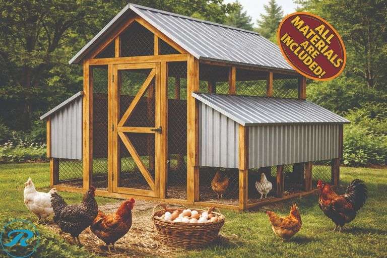 DIY KIT: ASSEMBLY REQUIRED: 10x12 Chicken Coop – Built in Colorado, No Cheap Kit!  DESCRIPTION: 10’ x 12’ Chicken Coop – Built in Colorado, NOT a Cheap Kit Spacious and secure chicken coop with solid wood frame, full wire enclosure, and metal roof. Built strong and ready to use — not a flimsy imported kit. ✔ 10x12 size – perfect for multiple chickens ✔ Made in Colorado, USA ✔ NOT a cheap Chinese kit✔ Durable, safe & built to last
