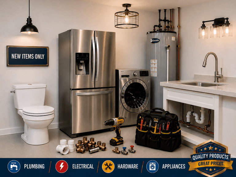 June 25, 2026 - Hardware, Plumbing and Appliance Liquidation - New & Like-New
